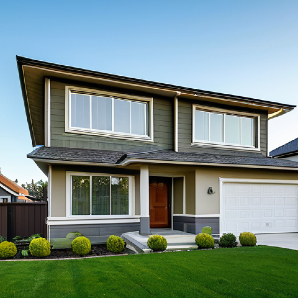 A serene, well-maintained two-story house with a pristine lawn, situated in a peaceful, green suburban neighborhood under a clear, calm sky. The house design features modern, resilient architectural elements, subtly conveying a sense of security and comprehensive protection against various unforeseen events.
    *   **Quality modifiers**: Professional architectural photography, high resolution, soft natural lighting, realistic, perfect composition, cinematic quality.
    *   **Safety terms**: safe for work, appropriate content, fully clothed, modest clothing, family-friendly.