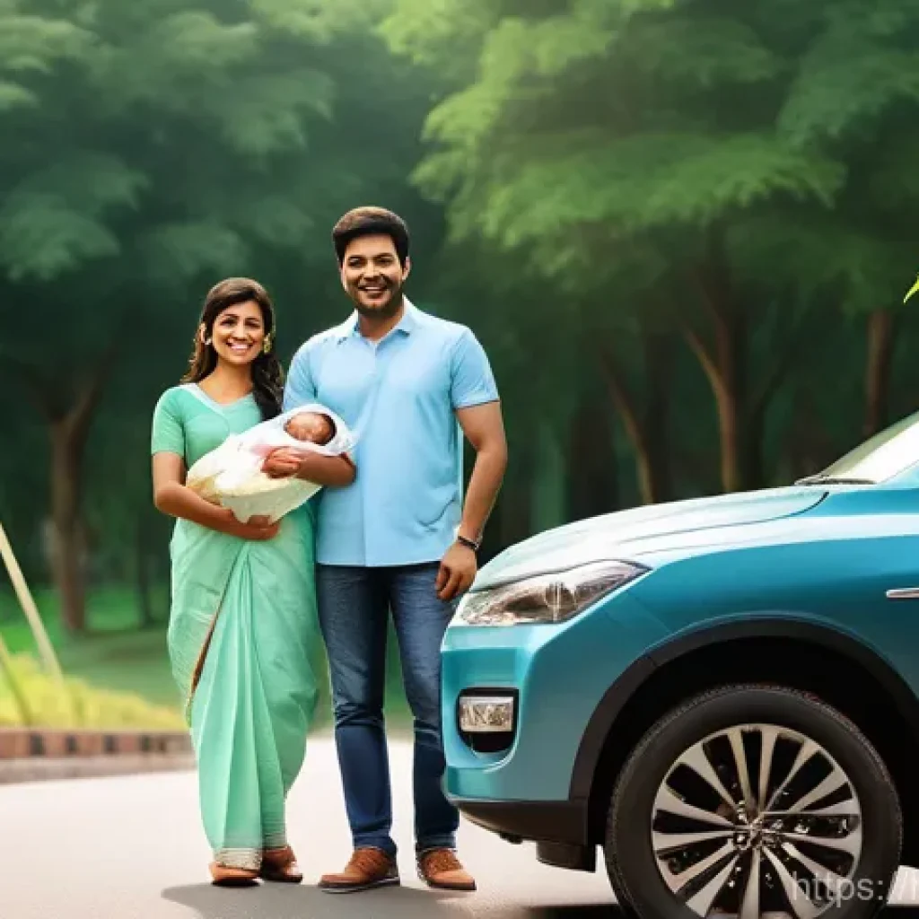 운전자 보험 한도 설정 - **Prompt 1: Family Protected by Driver's Insurance**
    A happy Indian family, consisting of a moth...