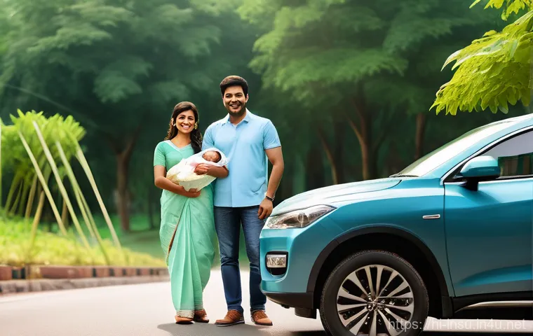 운전자 보험 한도 설정 - **Prompt 1: Family Protected by Driver's Insurance**
    A happy Indian family, consisting of a moth...