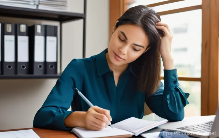 보험사 민원 처리 방법 - **Prompt:** A diligent young woman, around 30 years old, with a determined expression, is seated at ...