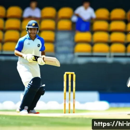 스포츠 활동 보험 - A dynamic and detailed scene of a competitive cricket match in progress, featuring players wearing f...