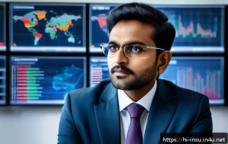 사이버보험 보장 항목 - A modern Indian businessman in a sleek office setting, wearing formal attire, looking thoughtfully a...